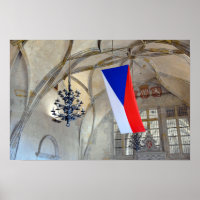 Drapeau de la République tchèque dans le château d