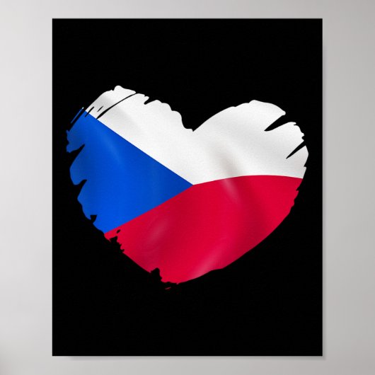 Poster Drapeau de la République tchèque en forme de cœur (Devant)