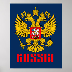 Poster Drapeau de la Russie Aigle impérial orthodoxe russ