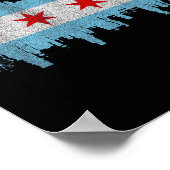 Poster Drapeau de la skyline de la ville de Chicago - Chi (Coin)