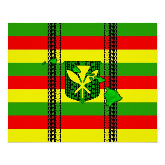 Poster Drapeau de la tribu insulaire Kanaka Maoli (Devant)