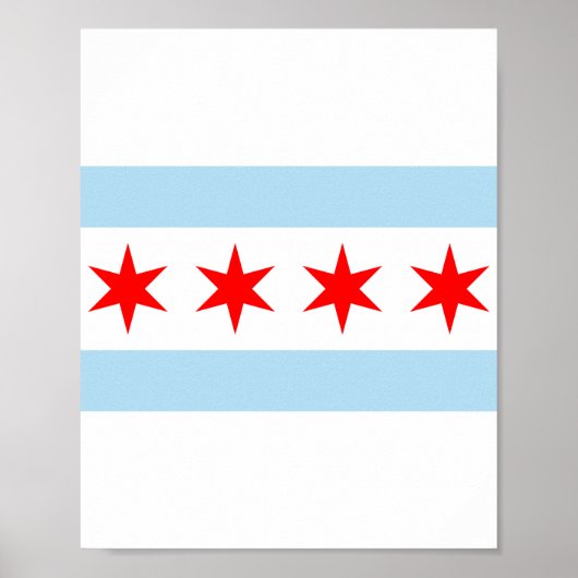 Poster Drapeau de la ville de Chicago (Illinois) (Devant)