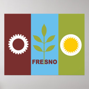 Poster Drapeau de la ville de Fresno