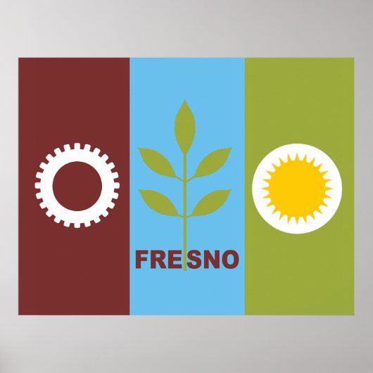 Poster Drapeau de la ville de Fresno (Devant)