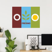 Poster Drapeau de la ville de Fresno (Bureau à domicile)