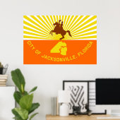 Poster Drapeau de la ville de Jacksonville Floride États- (Bureau à domicile)