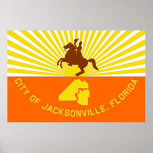 Poster Drapeau de la ville de Jacksonville Floride États-