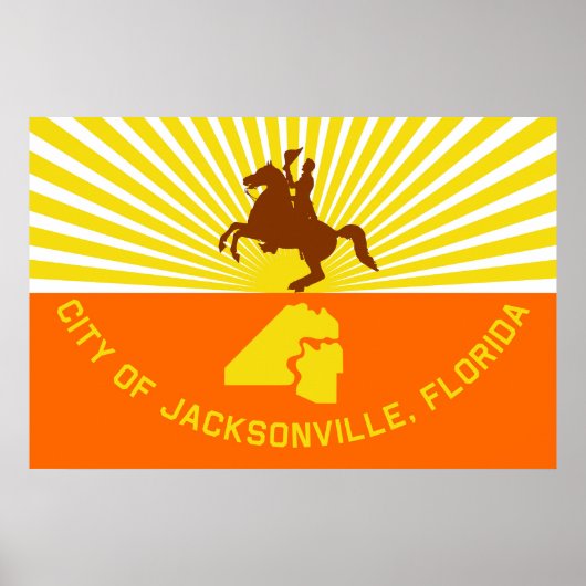 Poster Drapeau de la ville de Jacksonville Floride États- (Devant)
