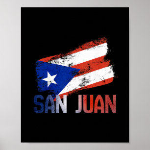 Poster Drapeau de la ville de San Juan Porto Rico Vintage
