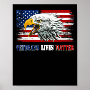 Poster Drapeau de l'aigle américain vétéran grincheux Li