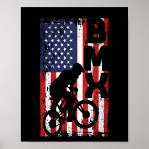 Poster Drapeau de l'Amérique course vélo sport extrême de