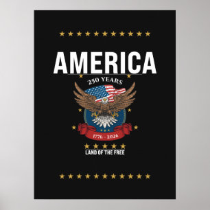 Poster Drapeau de l'Amérique Eagle 250e anniversaire 1776