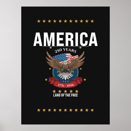 Poster Drapeau de l'Amérique Eagle 250e anniversaire 1776 (Devant)