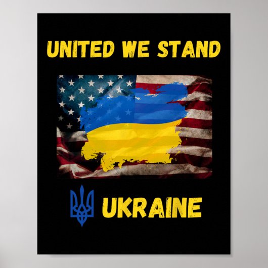 Poster Drapeau de l'amitié américano-ukrainienne Unis nou (Devant)