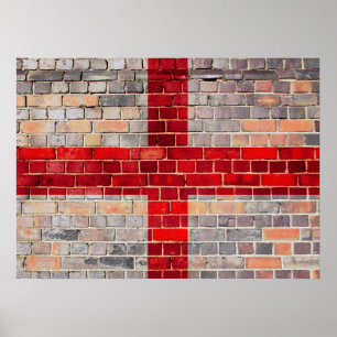 Poster Drapeau de l'Angleterre sur un mur en briques