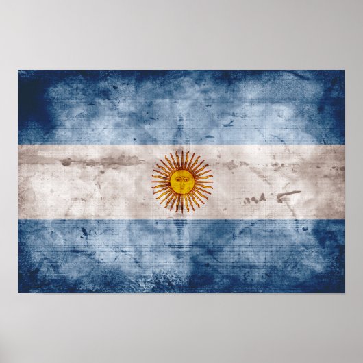 Poster Drapeau de l'Argentine patinée (Devant)