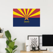 Poster Drapeau de l'Arizona avec slogan (Bureau à domicile)
