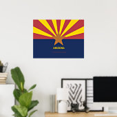 Poster Drapeau de l'Arizona avec slogan (Bureau à domicile)