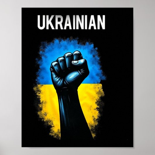 Poster Drapeau de l'armée ukrainienne Symbole de trident (Devant)