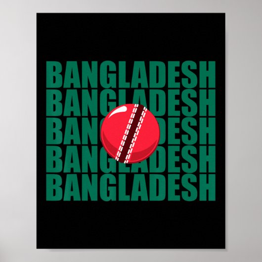 Poster Drapeau de l'équipe nationale de cricket du Bangla (Devant)