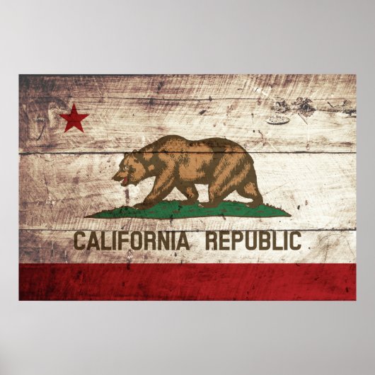 Poster drapeau de l'État de Californie sur le vieux grain (Devant)