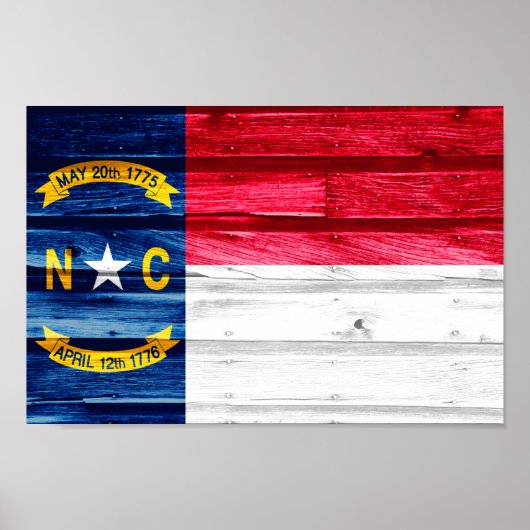 Poster Drapeau de l'État de Caroline du Nord (Devant)