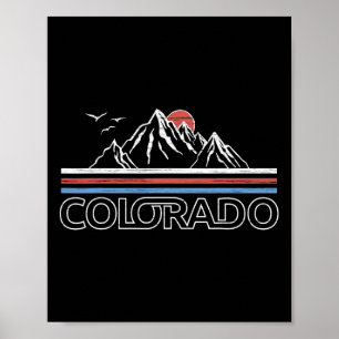 Poster Drapeau de l'état de la montagne du Colorado Les m