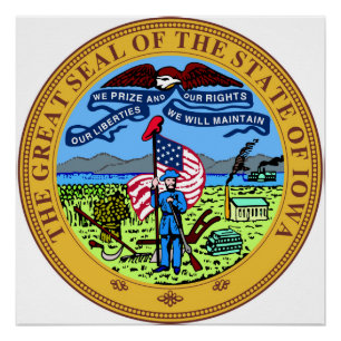 Poster drapeau de l'État de l'Iowa sceau de la république