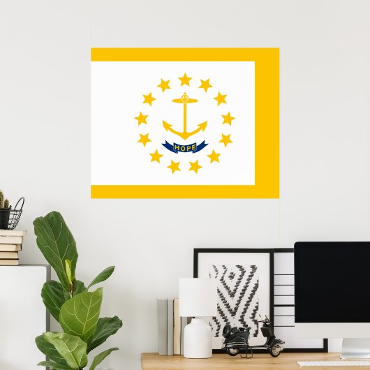 Poster Drapeau de l'État de Rhode Island (Bureau à domicile)