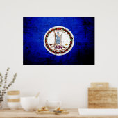 Poster Drapeau de l'État de Virginie de Grunge Noire (Cuisine)