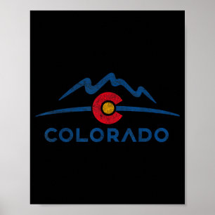 Poster Drapeau de l'État du Colorado montagnes rocheuses