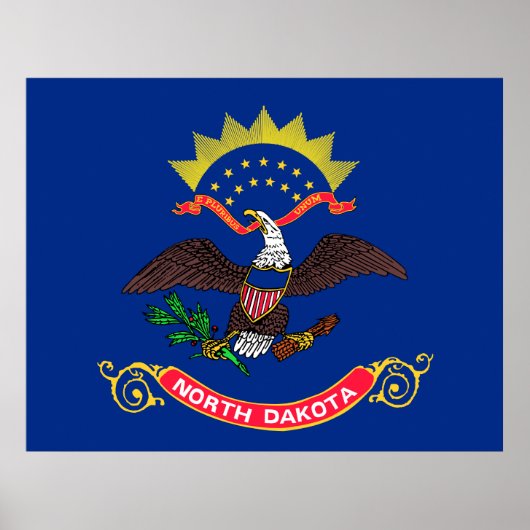 Poster Drapeau de l'État du Dakota du Nord (Devant)