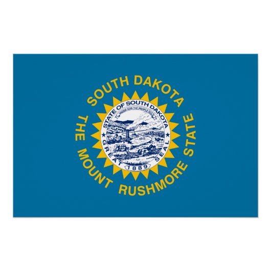 Poster Drapeau de l'État du Dakota du Sud (Devant)