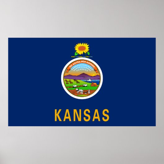 Poster Drapeau de l'État du Kansas (Devant)