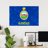 Poster Drapeau de l'État du Kansas Grunge (Bureau à domicile)
