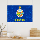 Poster Drapeau de l'État du Kansas Grunge (Cuisine)