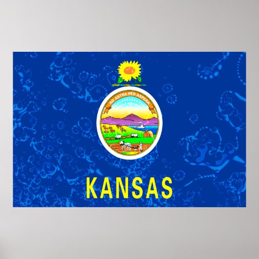 Poster Drapeau de l'État du Kansas Grunge (Devant)