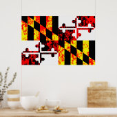Poster Drapeau de l'État du Maryland Pop Art (Cuisine)