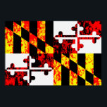 Poster Drapeau de l'État du Maryland Pop Art<br><div class="desc">Représentation artistique du drapeau de l'État du Maryland avec des effets de texture grunge.</div>