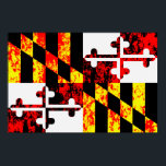 Poster Drapeau de l'État du Maryland Pop Art<br><div class="desc">Représentation artistique du drapeau de l'État du Maryland avec des effets de texture grunge.</div>