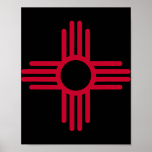 Poster Drapeau de l'État du Nouveau-Mexique Symbole Zia F