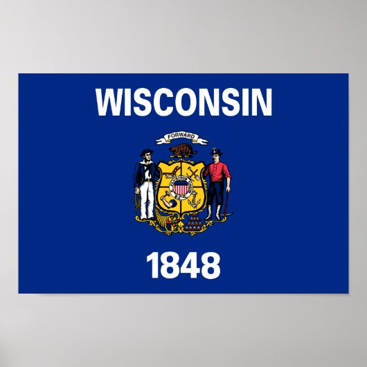 Poster Drapeau de l'État du Wisconsin (Devant)