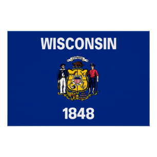 Poster Drapeau de l'État du Wisconsin