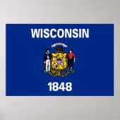 Poster Drapeau de l'État du Wisconsin (Devant)