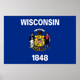 Poster Drapeau de l'État du Wisconsin