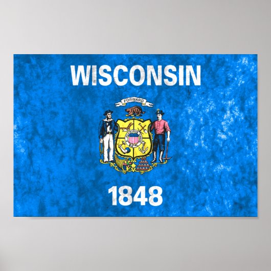 Poster Drapeau de l'État du Wisconsin (Devant)