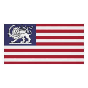 Poster Drapeau de l'héritage Lion et Soleil irano-américa