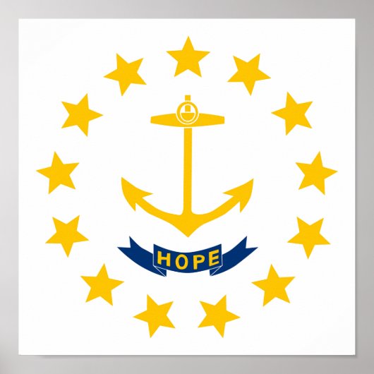 Poster Drapeau de l'île Rhode (Devant)