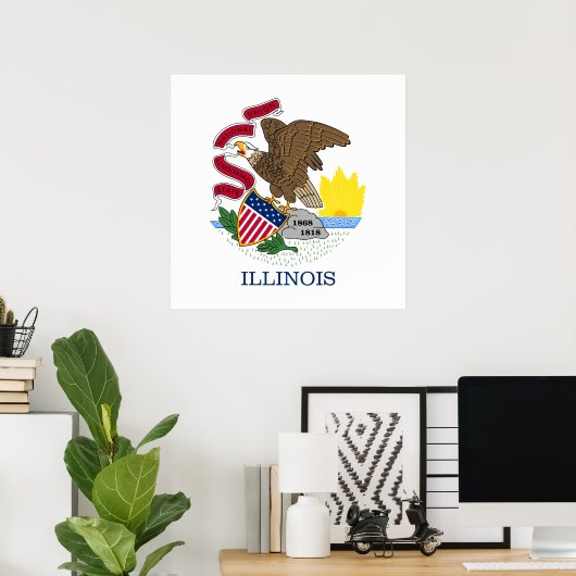 Poster Drapeau de l'Illinois (Bureau à domicile)