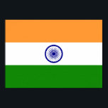 Poster Drapeau de l'Inde<br><div class="desc">Le drapeau indien est un tricolore horizontal chargé avec au milieu un emblème. Les couleurs utilisées dans le drapeau sont le bleu,  l'orange,  le blanc,  le vert. La proportion du drapeau indien est de 2:3. Le drapeau de l'Inde a été adopté en 1947.</div>